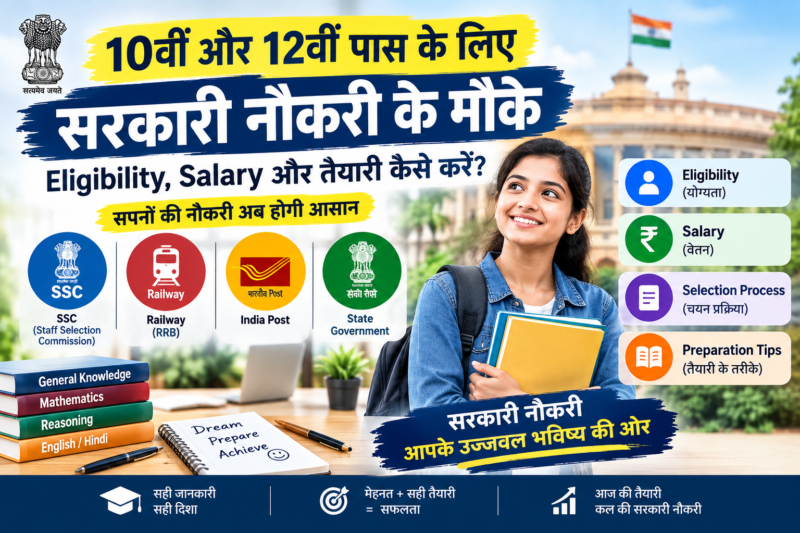10वीं और 12वीं पास के लिए सरकारी नौकरी के मौके: Eligibility, Salary और तैयारी कैसे करें?